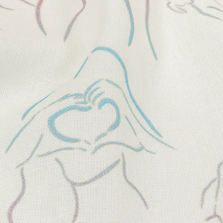 Linen and Rayon Woven - Pink, White and Blue Faces and Hands - Language of Love Print - Mood Exclusive Pride Collection