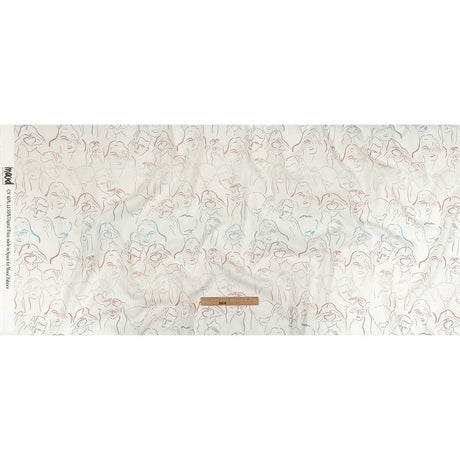 Linen and Rayon Woven - Pink, White and Blue Faces and Hands - Language of Love Print - Mood Exclusive Pride Collection