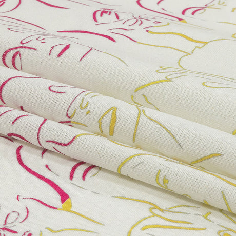 Linen and Rayon Woven - Blue, Yellow and Pink Faces and Hands - Language of Love Print - Mood Exclusive Pride Collection