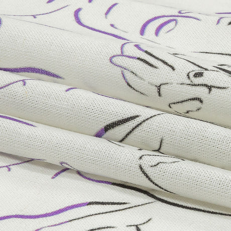 Linen and Rayon Woven - Purple, Yellow and Black Faces and Hands - Language of Love Print - Mood Exclusive Pride Collection