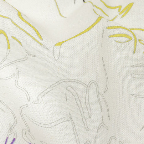 Linen and Rayon Woven - Purple, Yellow and Black Faces and Hands - Language of Love Print - Mood Exclusive Pride Collection