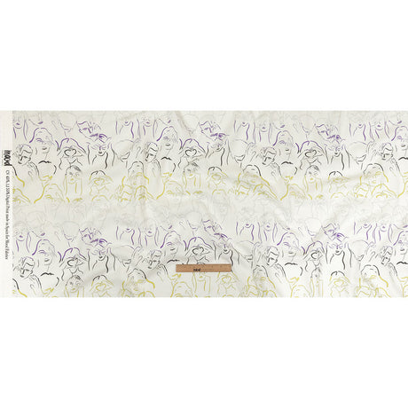 Linen and Rayon Woven - Purple, Yellow and Black Faces and Hands - Language of Love Print - Mood Exclusive Pride Collection