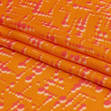Rayon Challis - Orange and Pink Dot Lines - Spot of Sunshine Print - Mood Exclusive Citrus Collection