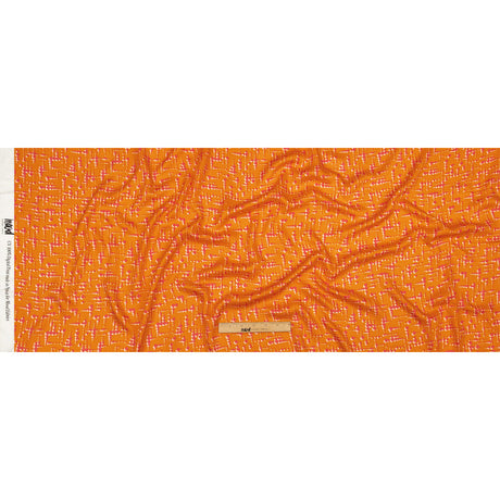 Rayon Challis - Orange and Pink Dot Lines - Spot of Sunshine Print - Mood Exclusive Citrus Collection