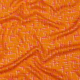 Rayon Challis - Orange and Pink Dot Lines - Spot of Sunshine Print - Mood Exclusive Citrus Collection