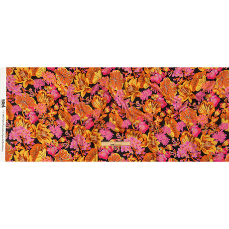 Rayon Challis - Black, Pink and Yellow Floral - Tangerine Dreams Print - Mood Exclusive Citrus Collection