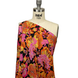 Rayon Challis - Black, Pink and Yellow Floral - Tangerine Dreams Print - Mood Exclusive Citrus Collection