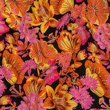 Rayon Challis - Black, Pink and Yellow Floral - Tangerine Dreams Print - Mood Exclusive Citrus Collection