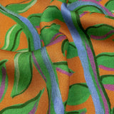 Rayon Challis - Orange and Green Foliage - Looking Vine Print - Mood Exclusive Citrus Collection