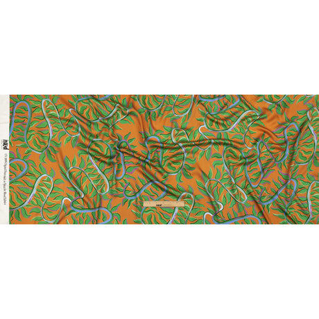 Rayon Challis - Orange and Green Foliage - Looking Vine Print - Mood Exclusive Citrus Collection