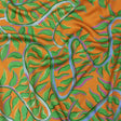 Rayon Challis - Orange and Green Foliage - Looking Vine Print - Mood Exclusive Citrus Collection