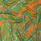 Rayon Challis - Orange and Green Foliage - Looking Vine Print - Mood Exclusive Citrus Collection