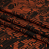 Rayon Challis - Black and Orange Geometric Lines - Ci-Trust the Process Print - Mood Exclusive Citrus Collection