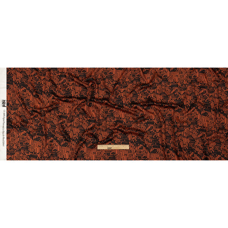 Rayon Challis - Black and Orange Geometric Lines - Ci-Trust the Process Print - Mood Exclusive Citrus Collection