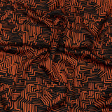 Rayon Challis - Black and Orange Geometric Lines - Ci-Trust the Process Print - Mood Exclusive Citrus Collection