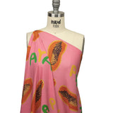 Rayon Challis - Pink Papayas - Snack Time Print - Mood Exclusive Citrus Collection