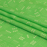 Rayon Challis - Green Circuit Board Dots - Circuit Breaker Print - Mood Exclusive Citrus Collection