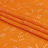 Rayon Challis - Orange Circuit Board Dots - Circuit Breaker Print - Mood Exclusive Citrus Collection