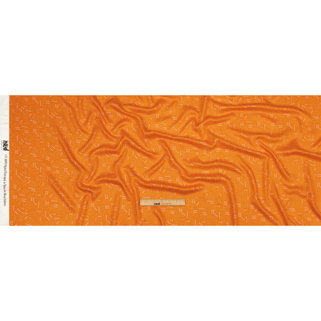 Rayon Challis - Orange Circuit Board Dots - Circuit Breaker Print - Mood Exclusive Citrus Collection