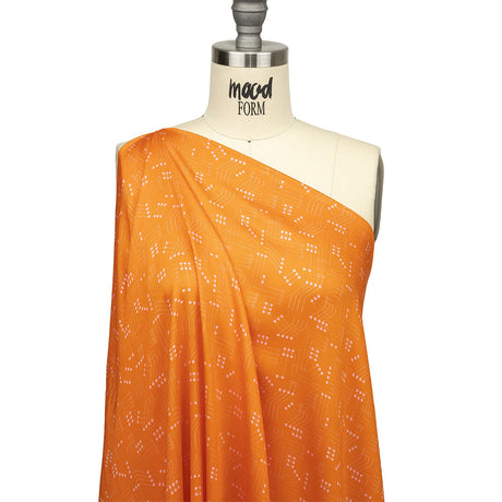Rayon Challis - Orange Circuit Board Dots - Circuit Breaker Print - Mood Exclusive Citrus Collection