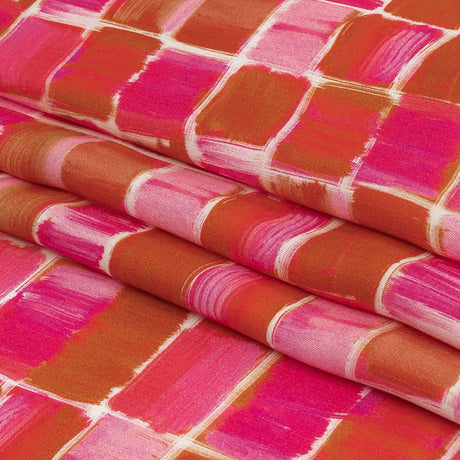 Rayon Challis - Pink Painted Squares - Swatch Me Print - Mood Exclusive Citrus Collection