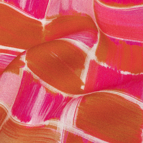 Rayon Challis - Pink Painted Squares - Swatch Me Print - Mood Exclusive Citrus Collection