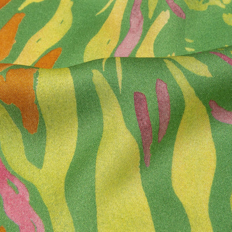 Rayon Challis - Green and Pink Tiger Stripes - Rainforest Refreshment Print - Mood Exclusive Citrus Collection