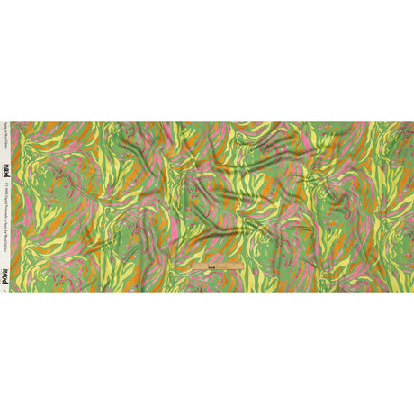 Rayon Challis - Green and Pink Tiger Stripes - Rainforest Refreshment Print - Mood Exclusive Citrus Collection