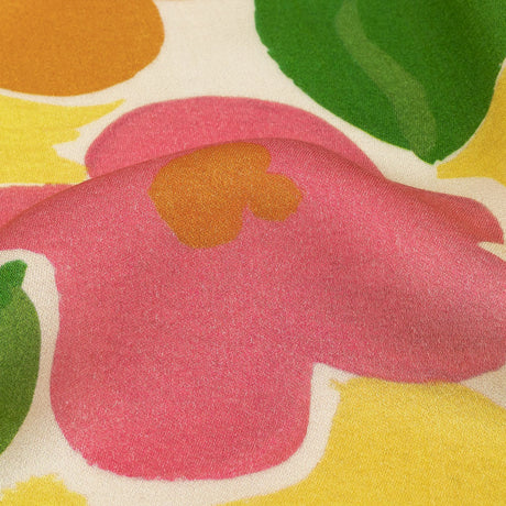 Rayon Challis - Pink and Orange Simplistic Floral - Chalk Party Print - Mood Exclusive Citrus Collection