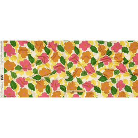 Rayon Challis - Pink and Orange Simplistic Floral - Chalk Party Print - Mood Exclusive Citrus Collection