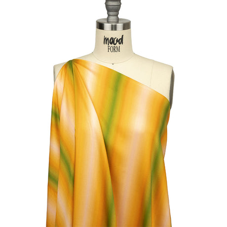 Rayon Challis - Green and Yellow Gradient Stripes - Marmalade Parade Print - Mood Exclusive Citrus Collection