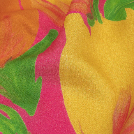 Rayon Challis - Pink and Orange Tulips - Keukenhof Print - Mood Exclusive Citrus Collection