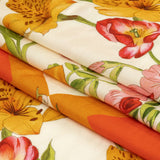 Rayon Challis - Orange and Pink Floral - Golden Garden Print - Mood Exclusive Citrus Collection