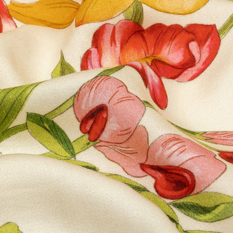 Rayon Challis - Orange and Pink Floral - Golden Garden Print - Mood Exclusive Citrus Collection