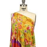 Rayon Challis - Orange and Pink Floral - Golden Garden Print - Mood Exclusive Citrus Collection