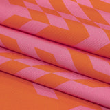 Stretch Cotton Sateen - Orange and Pink Geometric - Orange You Glad Print - Mood Exclusive Citrus Collection