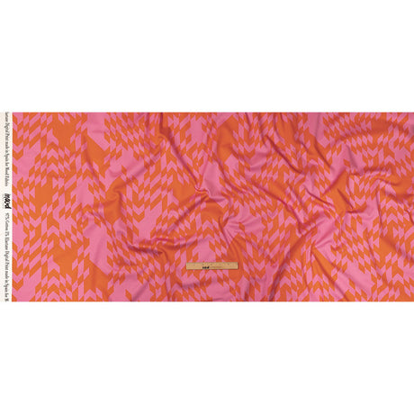 Stretch Cotton Sateen - Orange and Pink Geometric - Orange You Glad Print - Mood Exclusive Citrus Collection