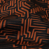 Stretch Cotton Sateen - Black and Orange Geometric Lines - Ci-Trust the Process Print - Mood Exclusive Citrus Collection