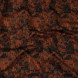 Stretch Cotton Sateen - Black and Orange Geometric Lines - Ci-Trust the Process Print - Mood Exclusive Citrus Collection