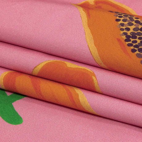 Stretch Cotton Sateen - Pink Papayas - Snack Time Print - Mood Exclusive Citrus Collection
