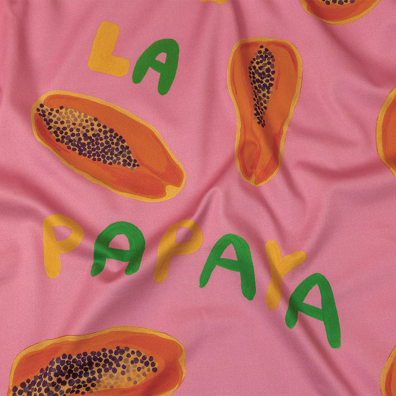 Stretch Cotton Sateen - Pink Papayas - Snack Time Print - Mood Exclusive Citrus Collection