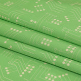 Stretch Cotton Sateen - Green Circuit Board Dots - Circuit Breaker Print - Mood Exclusive Citrus Collection