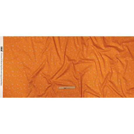 Stretch Cotton Sateen - Orange Circuit Board Dots - Circuit Breaker Print - Mood Exclusive Citrus Collection