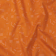Stretch Cotton Sateen - Orange Circuit Board Dots - Circuit Breaker Print - Mood Exclusive Citrus Collection
