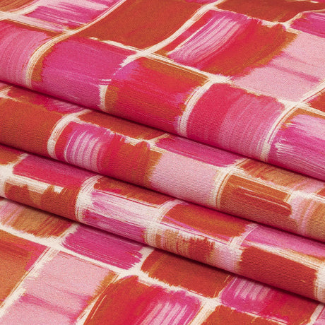 Stretch Cotton Sateen - Pink Painted Squares - Swatch Me Print - Mood Exclusive Citrus Collection