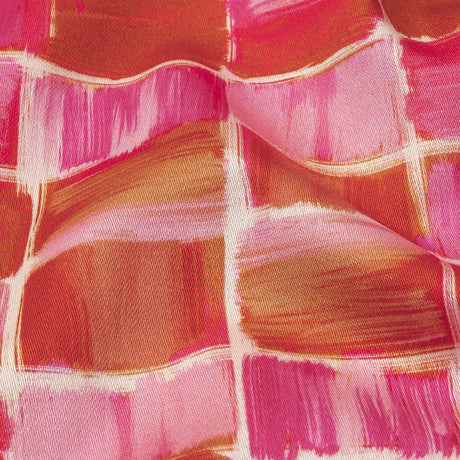 Stretch Cotton Sateen - Pink Painted Squares - Swatch Me Print - Mood Exclusive Citrus Collection