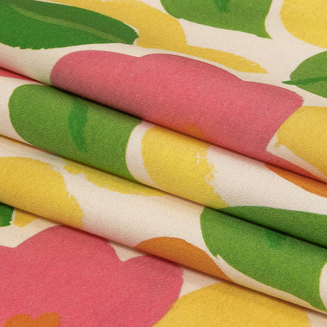 Stretch Cotton Sateen - Pink and Orange Simplistic Floral - Chalk Party Print - Mood Exclusive Citrus Collection