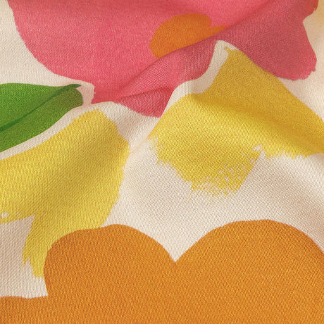 Stretch Cotton Sateen - Pink and Orange Simplistic Floral - Chalk Party Print - Mood Exclusive Citrus Collection