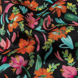 Stretch Cotton Sateen - Pink, Blue and Black Floral - Confetti Fete Print - Mood Exclusive Citrus Collection