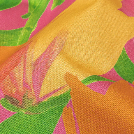 Stretch Cotton Sateen - Pink and Orange Tulips - Keukenhof Print - Mood Exclusive Citrus Collection